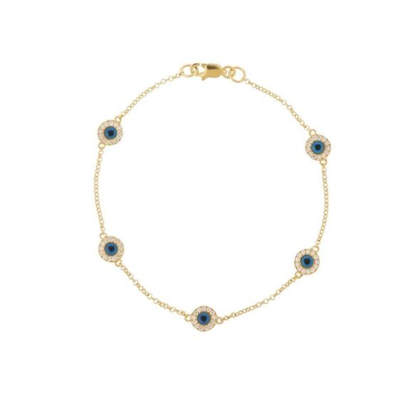 Elegant Gold Evil Eye Bracelet - Picture 1 of 8